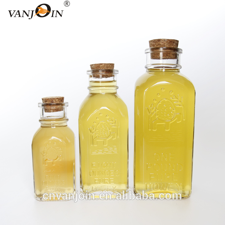 Classic 16 oz Glass Muth Honey Jars with Corks and Dipper