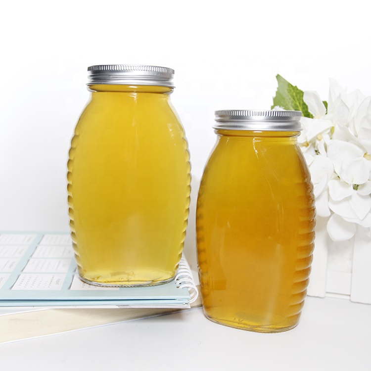 Classic 16oz Queenline Glass Honey Jar With Screw Lid And Honey Dipper Wholesale