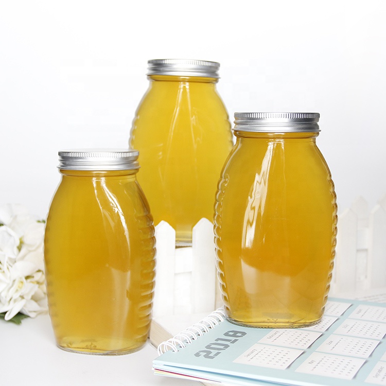 Classic 16oz Queenline Glass Honey Jar With Screw Lid And Honey Dipper Wholesale
