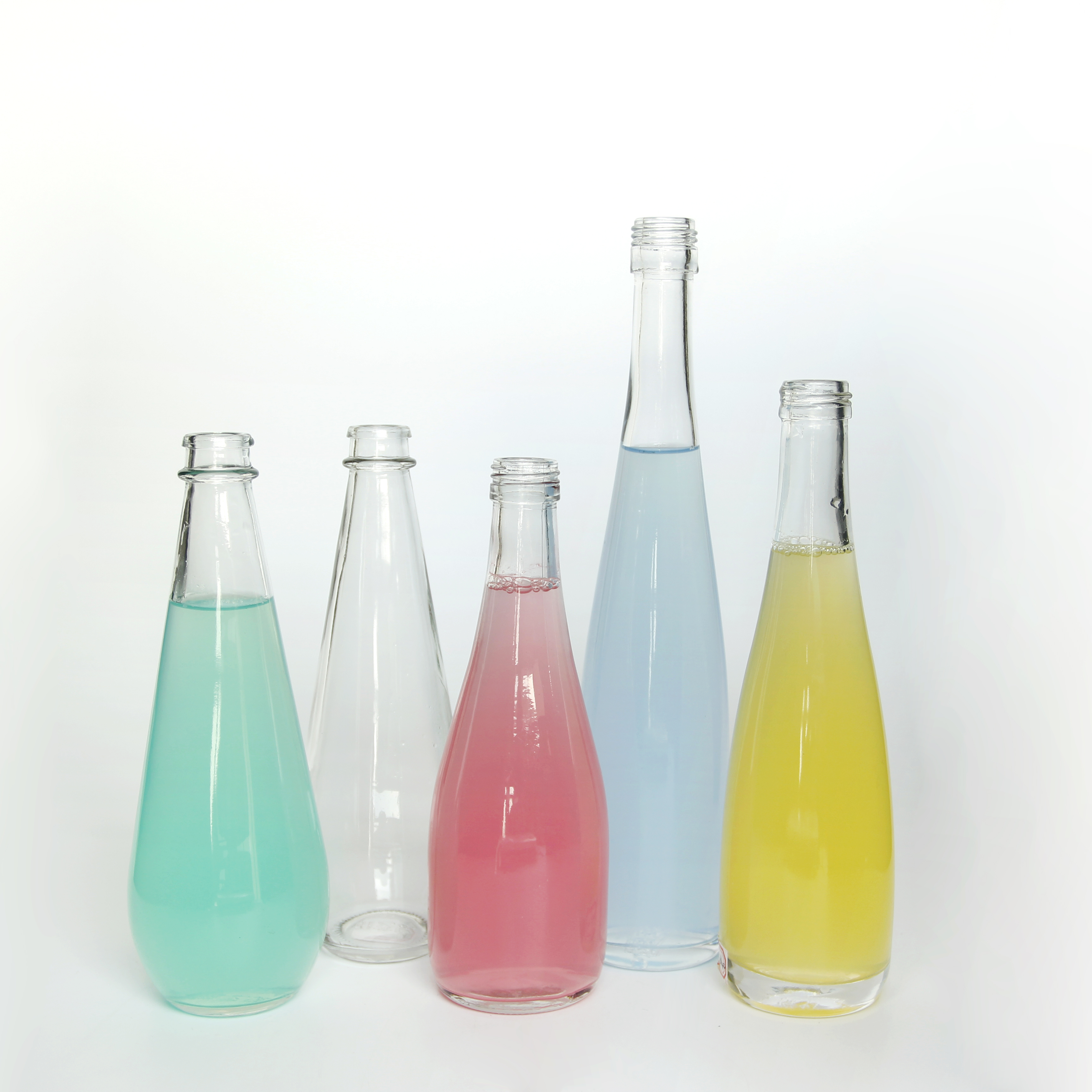 Classic 250ml Water Tear Shape Glass Bottles popular for Juice Drinks Packaging