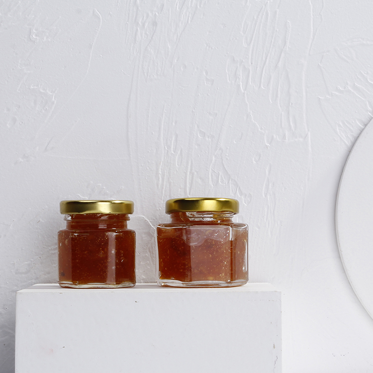 Classic Hexagon Glass Honey Jar For Pickles Jam Jelly Jars With Tinplate Metal Lid For Food Storage