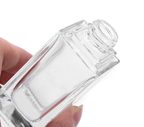 Classic Hot Sale 30ml Square Clear Empty Serum Lotion Foundation Glass Bottle With Black Pump