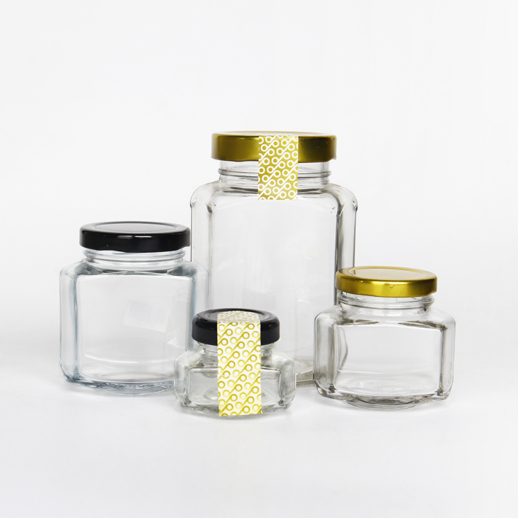 Classic Jam Jelly Honey Sauce Cream Glass Jars180ml 270ml 380ml Recycled Oval Hex Glass Sorage Jars In Bulk