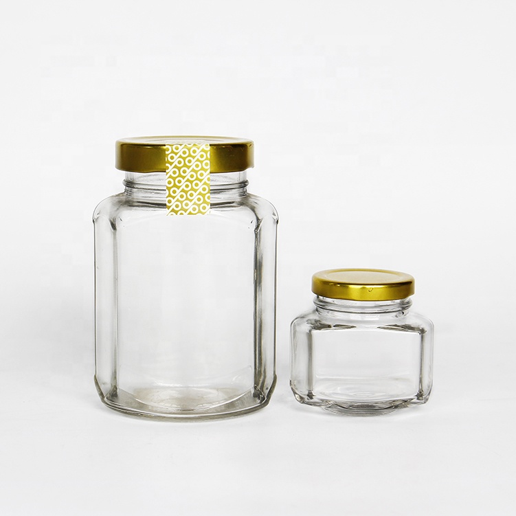 Classic Jam Jelly Honey Sauce Cream Glass Jars180ml 270ml 380ml Recycled Oval Hex Glass Sorage Jars In Bulk