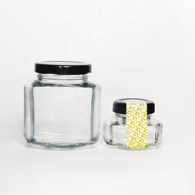 Classic Jam Jelly Honey Sauce Cream Glass Jars180ml 270ml 380ml Recycled Oval Hex Glass Sorage Jars In Bulk