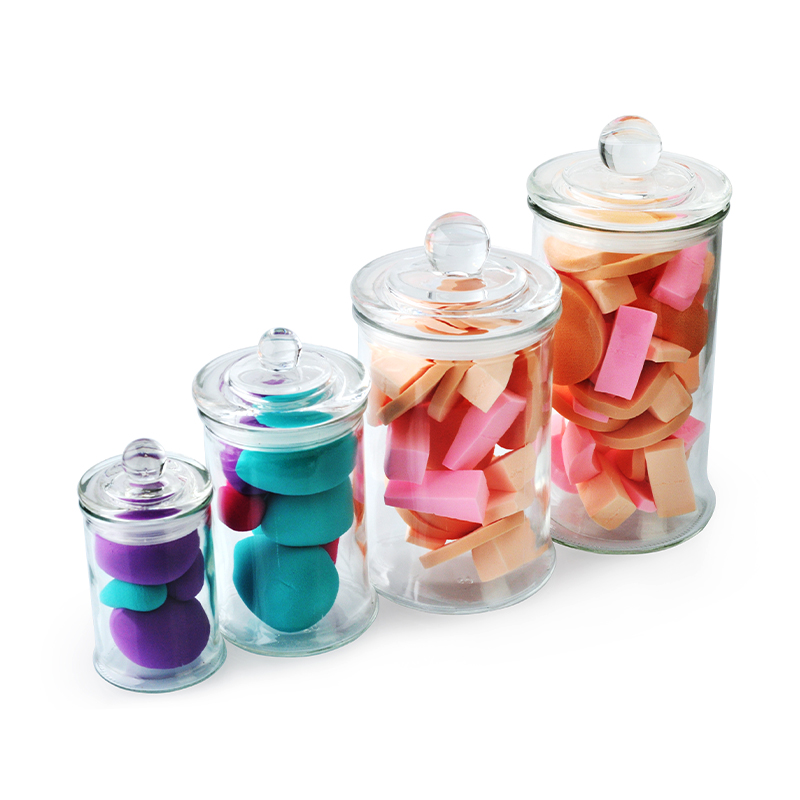 Classic Large Decorative Cotton Jar Bathroom Storage Organizer Canister Glass Jar With Lid