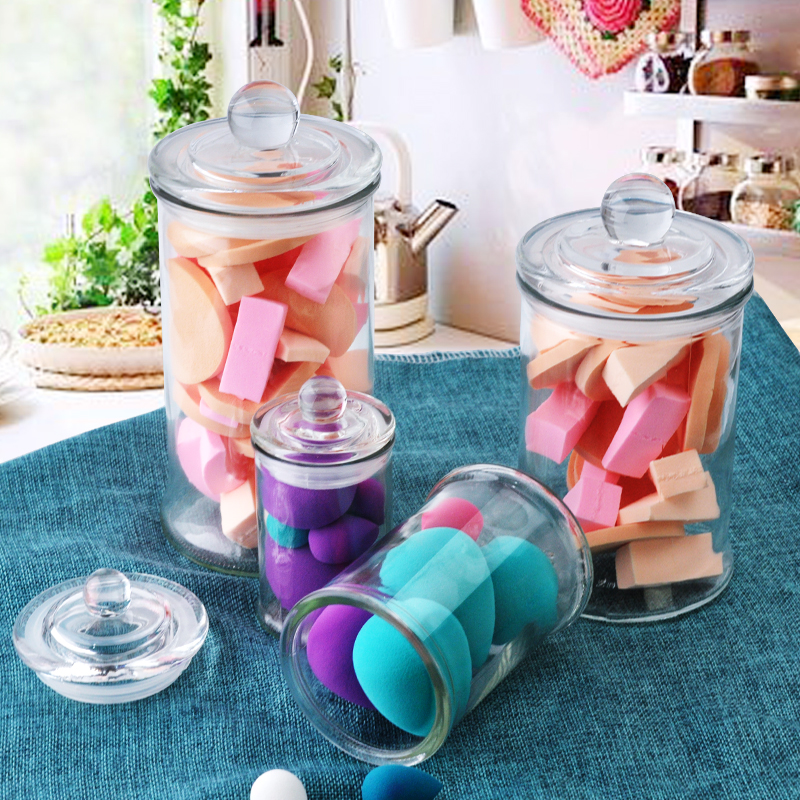 Classic Large Decorative Cotton Jar Bathroom Storage Organizer Canister Glass Jar With Lid
