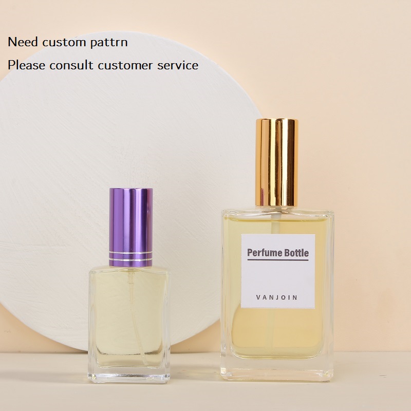 Classic Square frasco de vidrio de perfumeria customised refeel square 50 ml/ 55 ml/ 100 ml glass pump spray bottles
