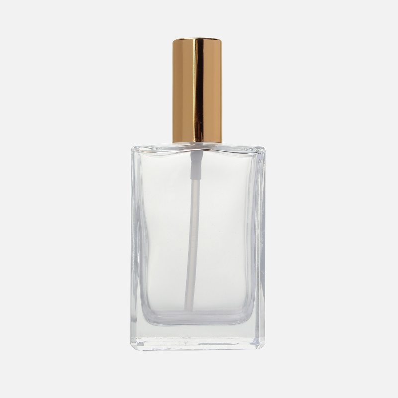 Classic Square frasco de vidrio de perfumeria customised refeel square 50 ml/ 55 ml/ 100 ml glass pump spray bottles
