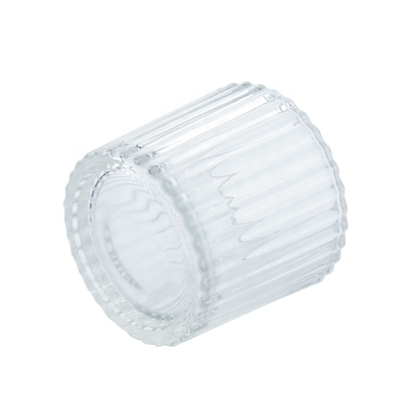 Classic Vertical Glass Jar For Candle Making Thick Bottom Transparent Glass Candle Holder