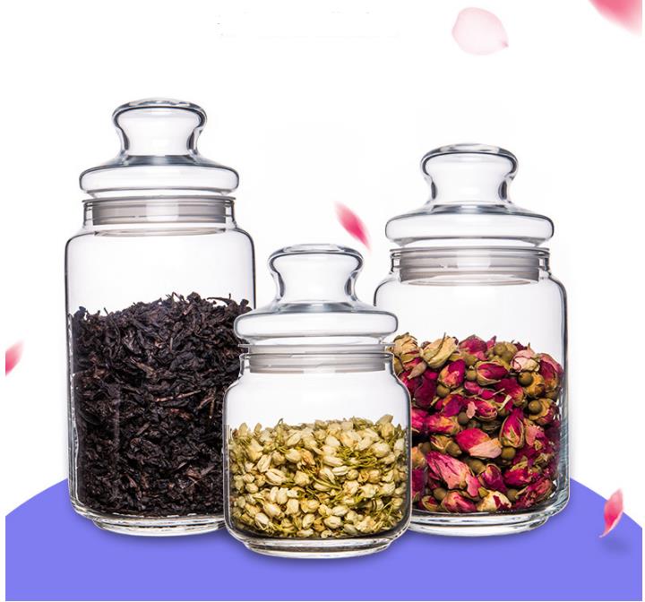 Classic clear food storage glass jar with glass lid glass bottle 350ml 500ml 660ml 800ml 1000ml 1300ml for tea nut candies