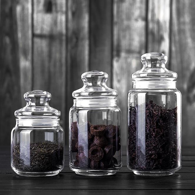 Classic clear food storage glass jar with glass lid glass bottle 350ml 500ml 660ml 800ml 1000ml 1300ml for tea nut candies