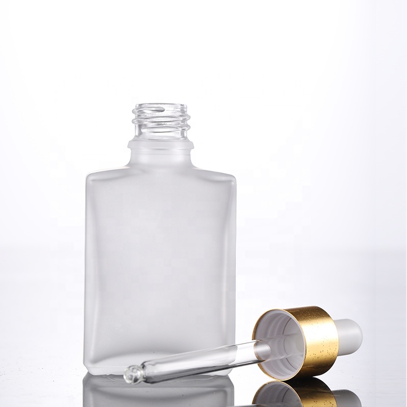 Classic design china empty rectangle square glass perfume clear dropper bottle