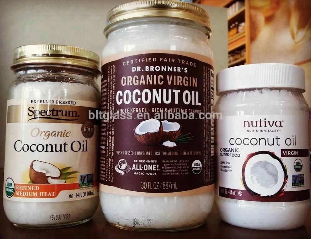 Classic hot sale Empty high end 500ml glass bottles for coconut oil Sri lanka with Metal lid