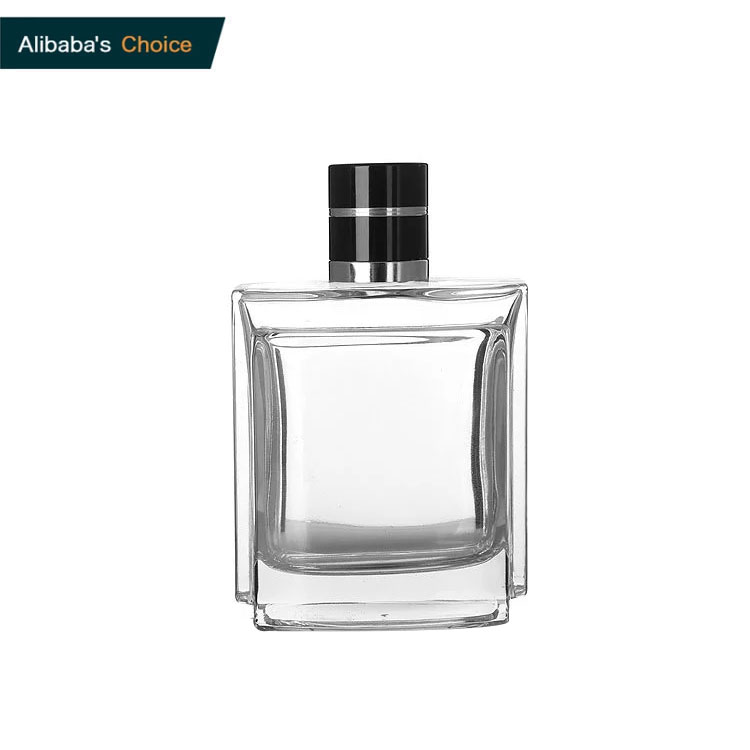Classic square 100ml perfume bottle with black cap