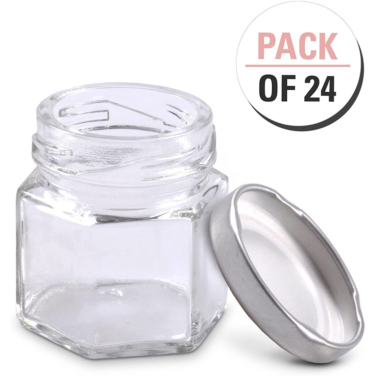 Classical Design Free Sample 45ml 100ml 180ml 280ml 380ml 500ml 730ml Hexagonal Honey Glass Jar Jam Bottle With Iron Lid