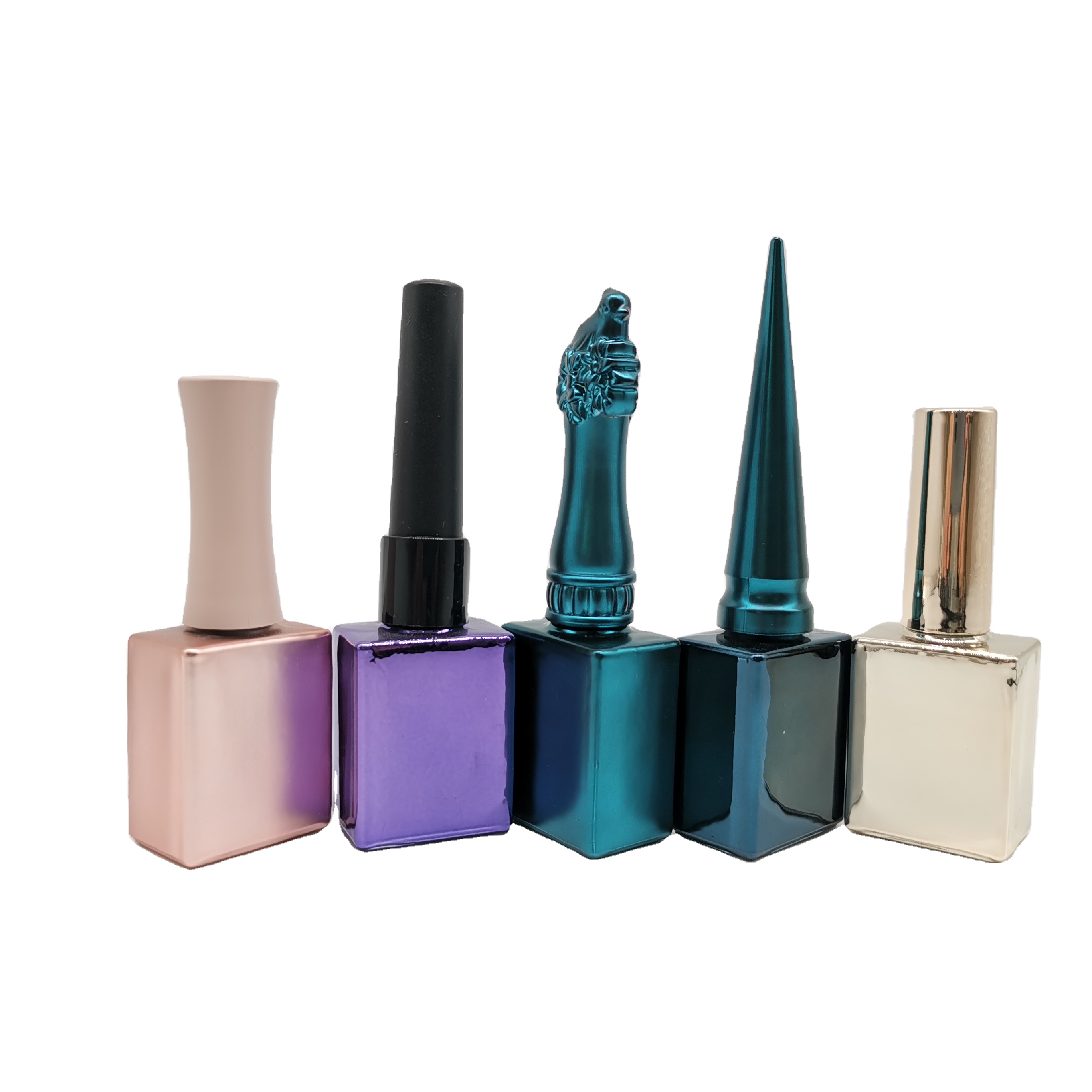 Classical Electroplating 15ml empty square nail polish Glass bottle Customizable