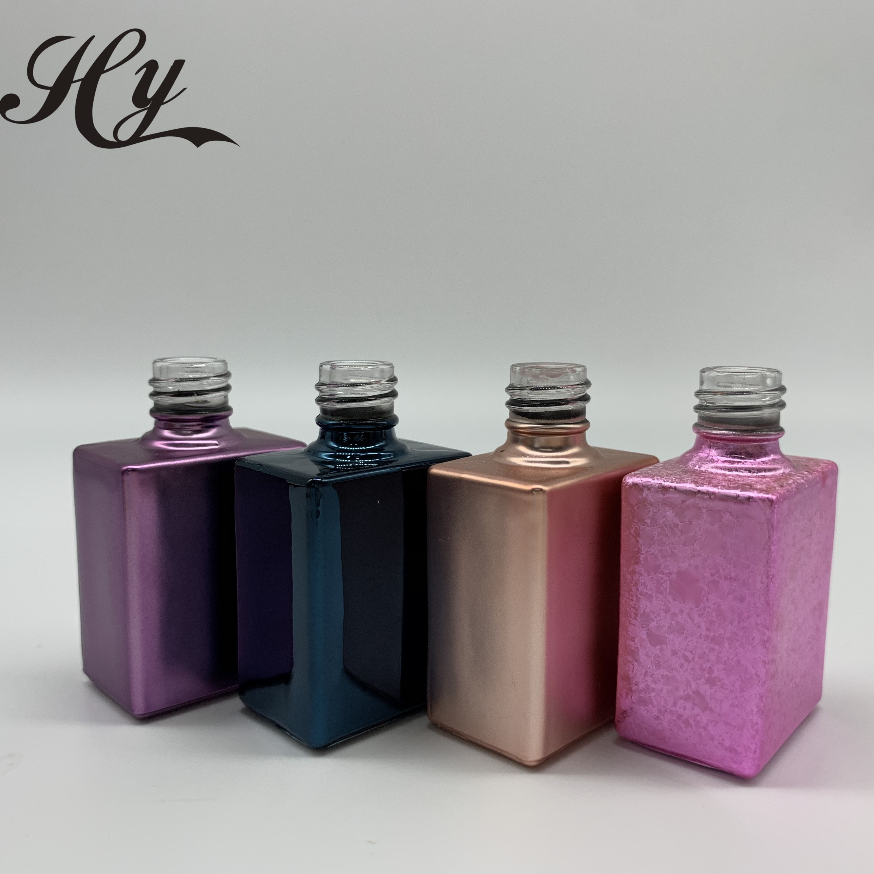 Classical Electroplating 15ml empty square nail polish Glass bottle Customizable