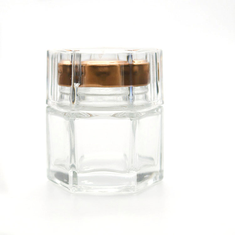 Classy 1.5 oz / 45 ml Hexagon Glass Jar for jams, jellies, salsa, savory sauces, honey, candles