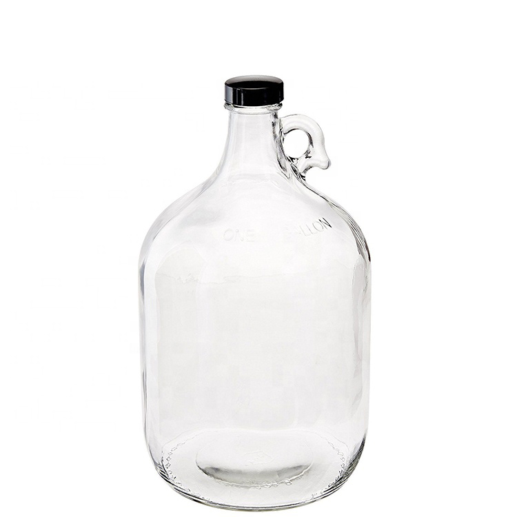 Clear 1 Gallon recycled glass beer growler glass bottle with cap
