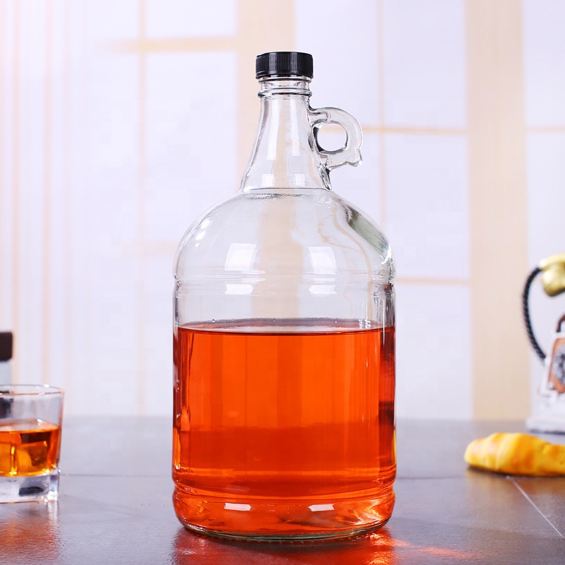 Clear 1 gallon wine bottle with plastic cap for water beer package