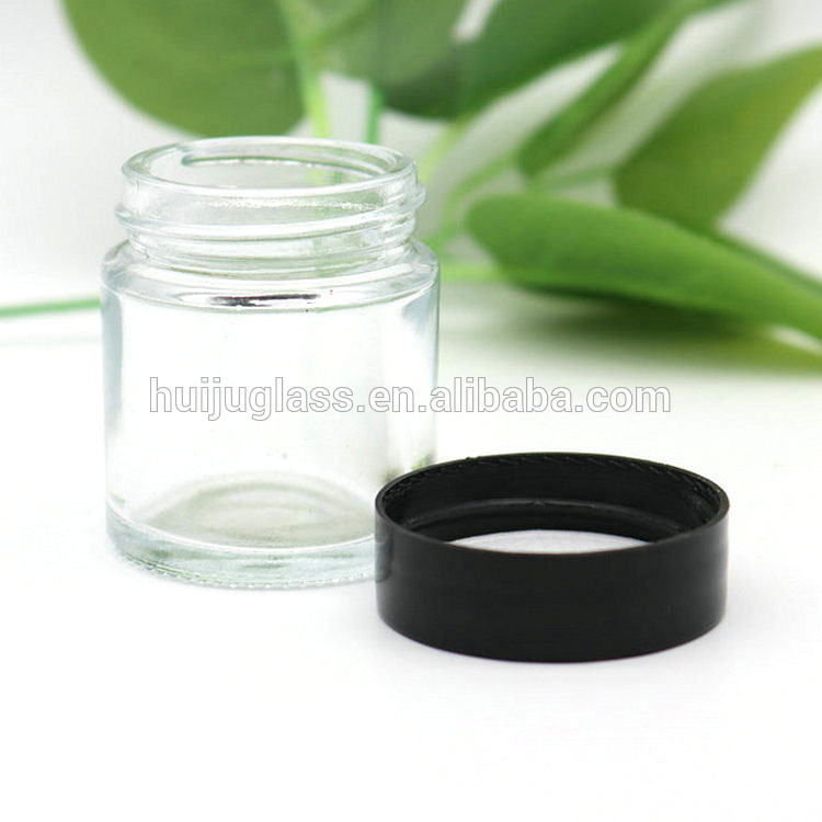 Clear, 1 oz, Round Glass Jars, with Inner Liners and black Lids