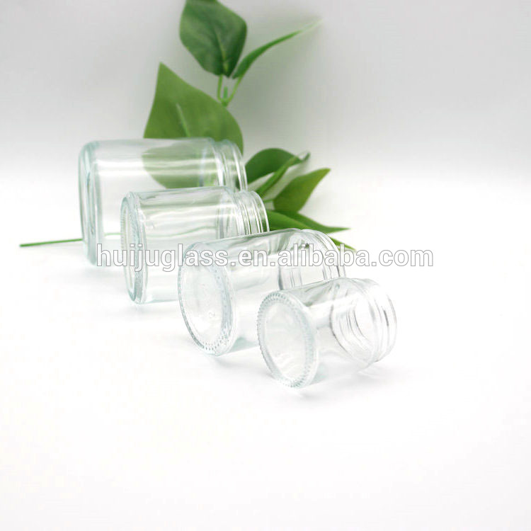 Clear, 1 oz, Round Glass Jars, with Inner Liners and black Lids