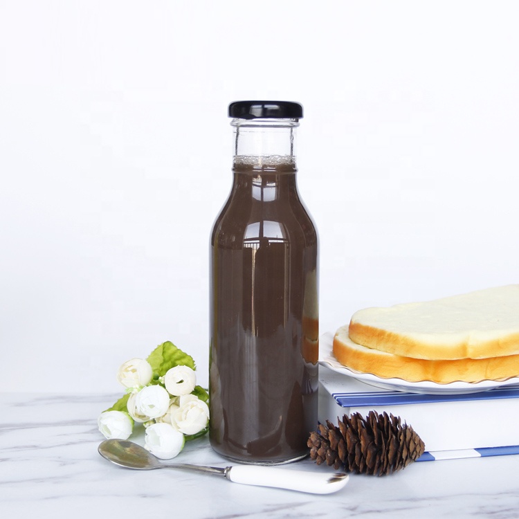 Clear 10 OZ 12oz Ring Neck Sauce Bottle with Plastic Temper Evidence Lid