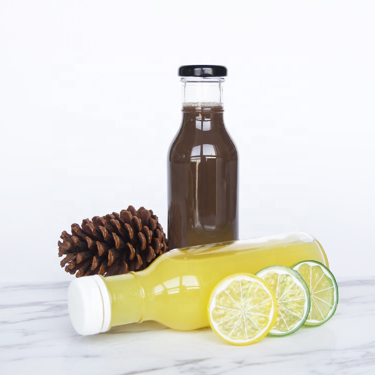 Clear 10 OZ 12oz Ring Neck Sauce Bottle with Plastic Temper Evidence Lid