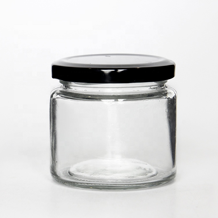 Clear 100ml 195ml 350ml 500ml Round Glass Pickles Jar With Metal Closure For Food Jam Sauce