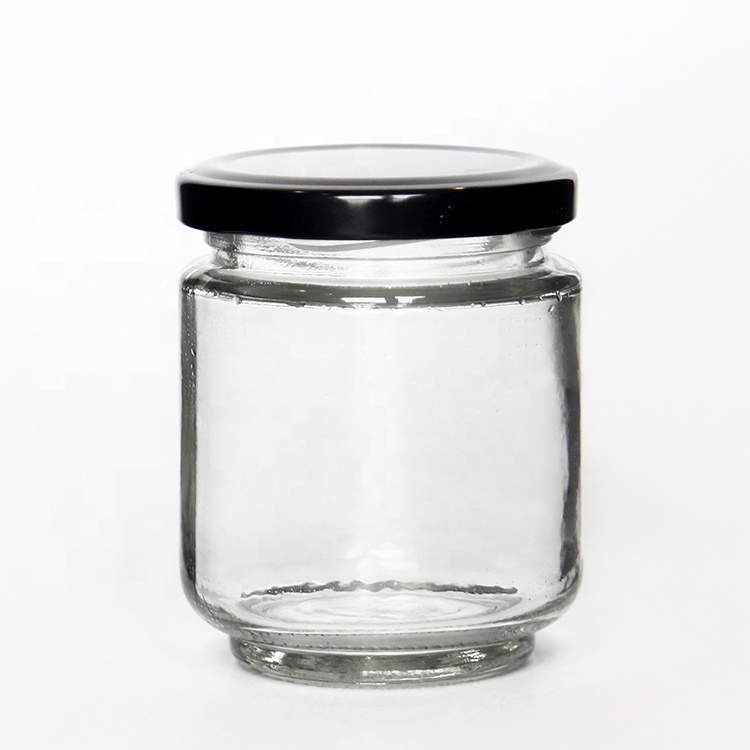 Clear 100ml 195ml 350ml 500ml Round Glass Pickles Jar With Metal Closure For Food Jam Sauce
