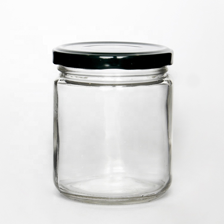 Clear 100ml 195ml 350ml 500ml Round Glass Pickles Jar With Metal Closure For Food Jam Sauce