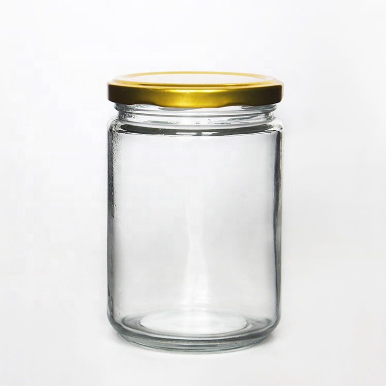 Clear 100ml 195ml 350ml 500ml Round Glass Pickles Jar With Metal Closure For Food Jam Sauce