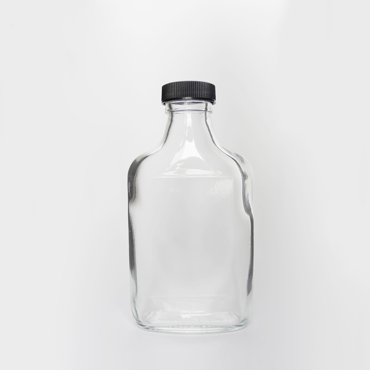 Clear 100ml 200ml 250ml 500ml Flask Flat Cold Brew Coffee Bottle Spirits Vodka Glass Bottle With Aluminum Cap
