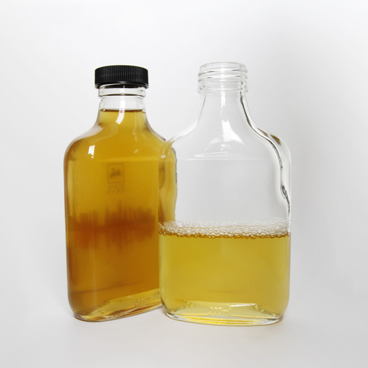 Clear 100ml 200ml 250ml 500ml Flask Flat Cold Brew Coffee Bottle Spirits Vodka Glass Bottle With Aluminum Cap