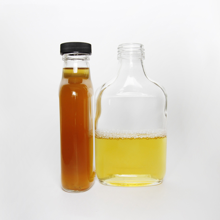 Clear 100ml 200ml 250ml 500ml Flask Flat Cold Brew Coffee Bottle Spirits Vodka Glass Bottle With Aluminum Cap