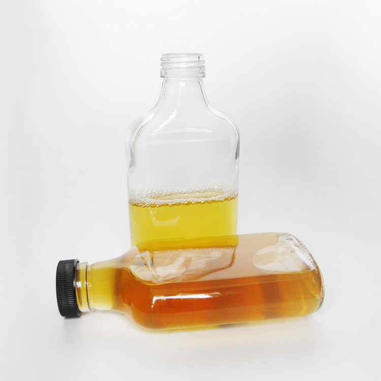 Clear 100ml 200ml 250ml 500ml Flask Flat Cold Brew Coffee Bottle Spirits Vodka Glass Bottle With Aluminum Cap