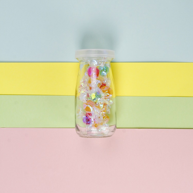 Clear 100ml 200ml Milk Pudding Glass Bottle With Plastic Cover For Jelly Yogurt Food Grade Container