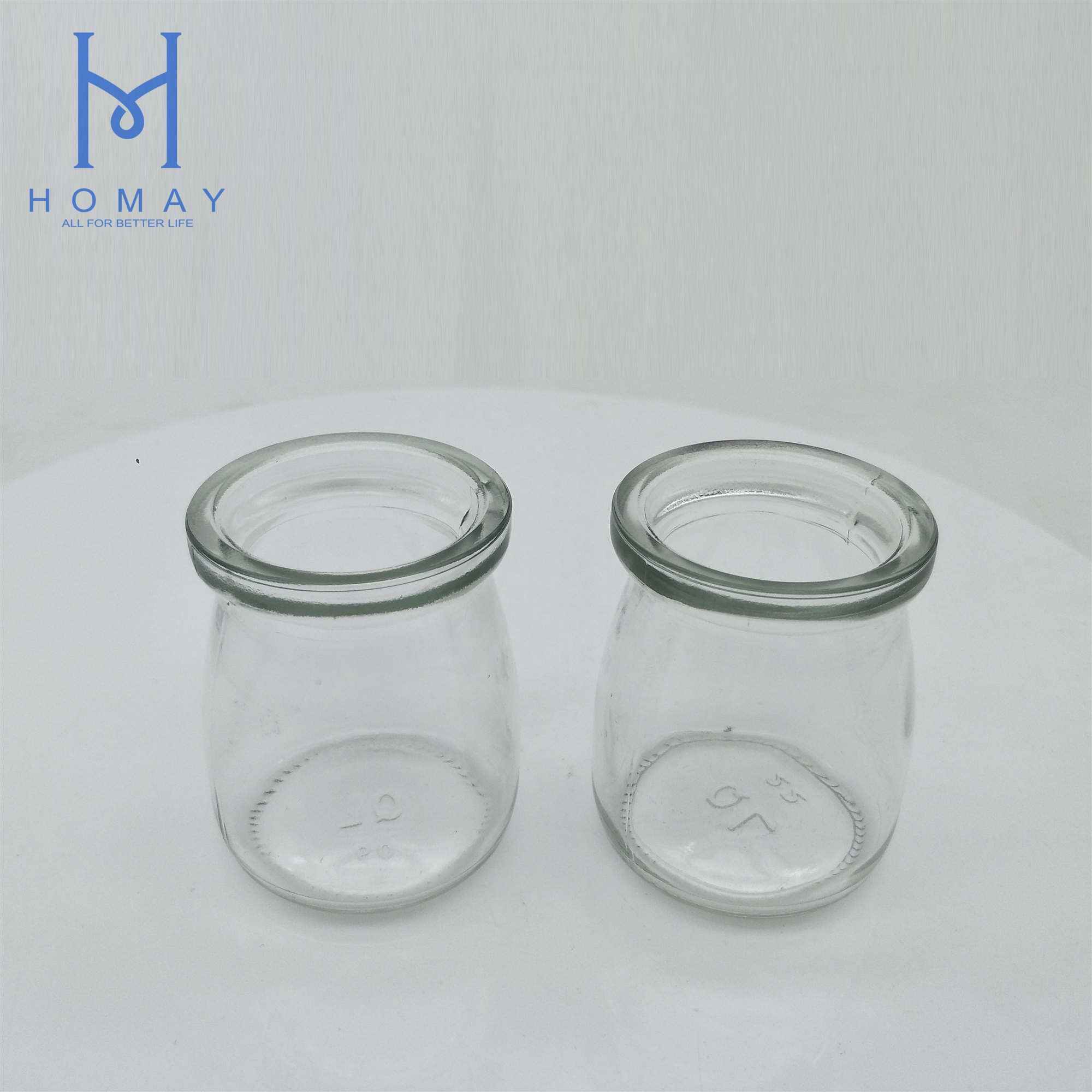 Clear 100ml wide mouth bottle yogurt  glass pudding  bottle with plastic cap