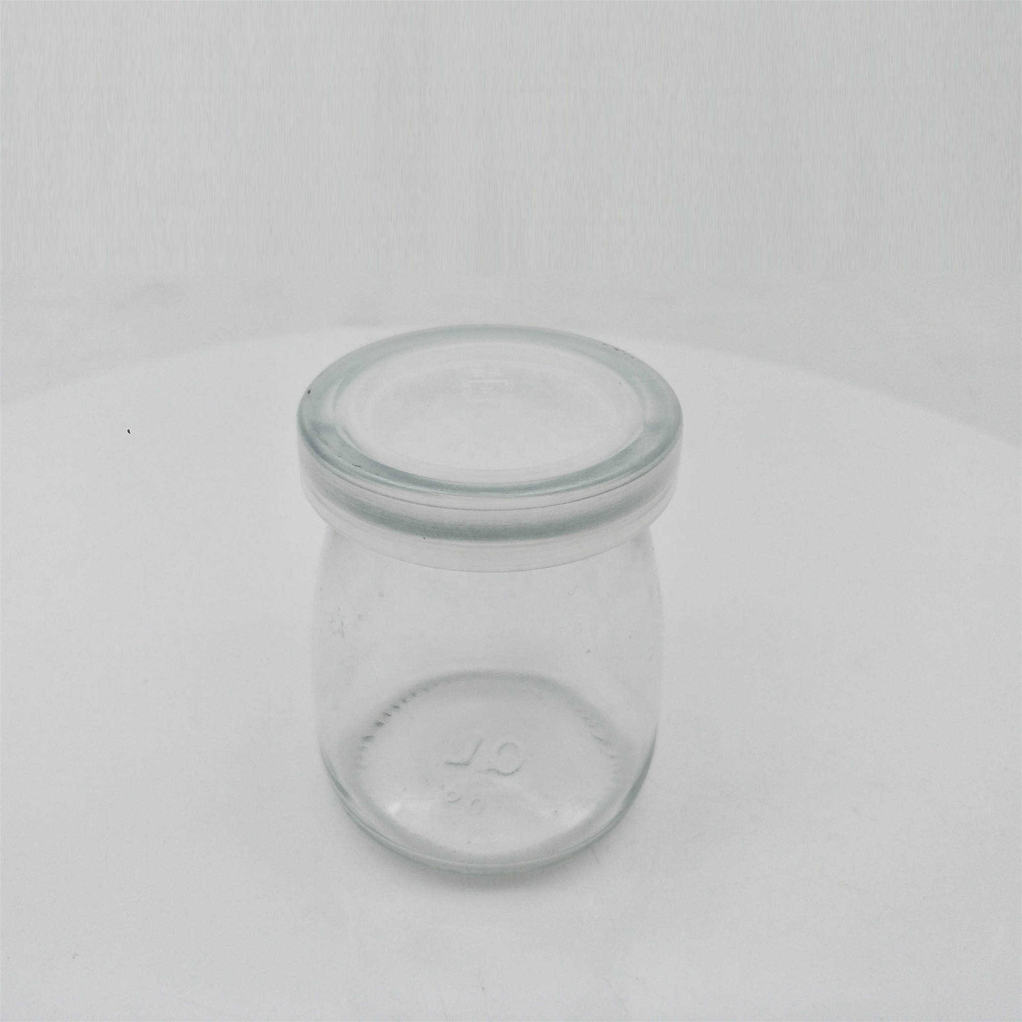 Clear 100ml wide mouth bottle yogurt glass pudding bottle with plastic cap