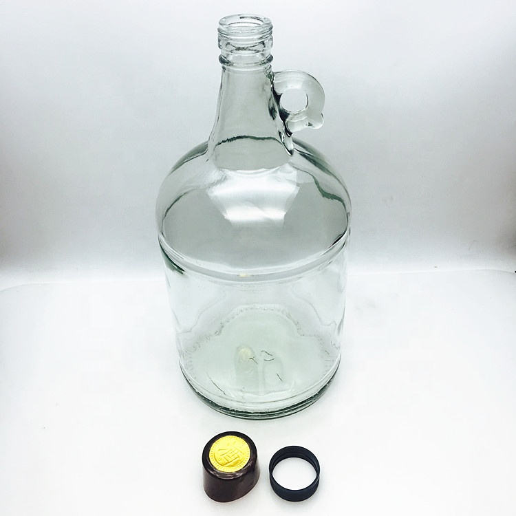 Clear 107oz 3Liter glass growler wine beer bottle with small handle lid