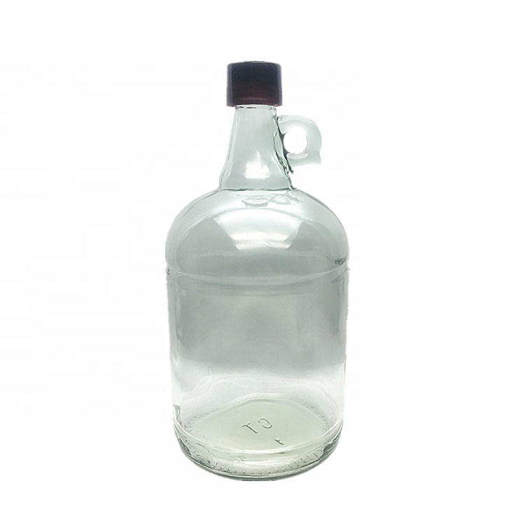 Clear 107oz 3Liter glass growler wine beer bottle with small handle lid