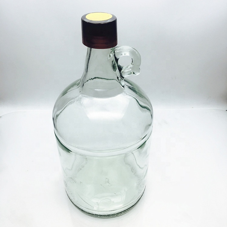 Clear 107oz 3Liter glass growler wine beer bottle with small handle lid