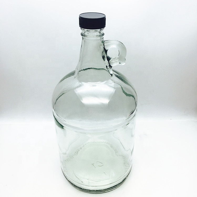 Clear 107oz 3Liter glass growler wine beer bottle with small handle lid