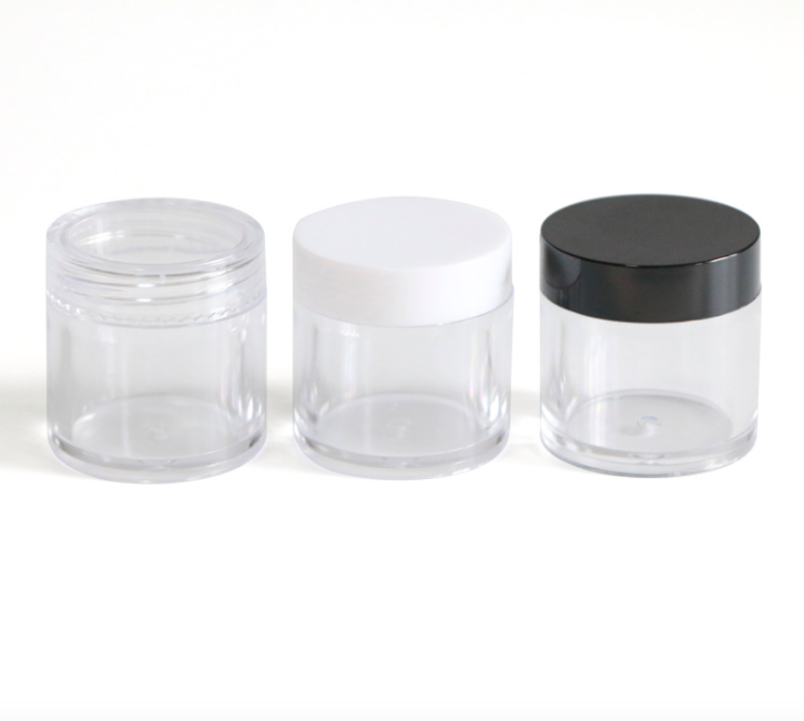 Clear 10g dia height 30mm 31.5mm taller shape powder glitter eyeshadow with clear black white lid