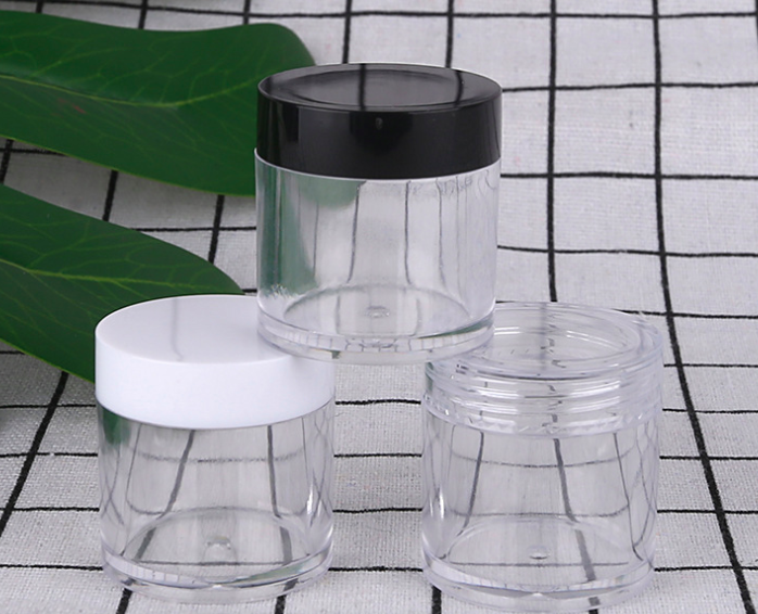 Clear 10g dia height 30mm 31.5mm taller shape powder glitter eyeshadow with clear black white lid