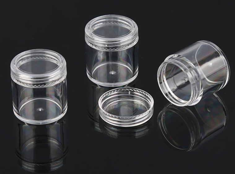 Clear 10g dia height 30mm 31.5mm taller shape powder glitter eyeshadow with clear black white lid