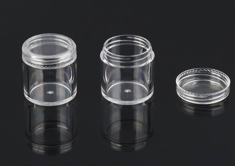 Clear 10g dia height 30mm 31.5mm taller shape powder glitter eyeshadow with clear black white lid