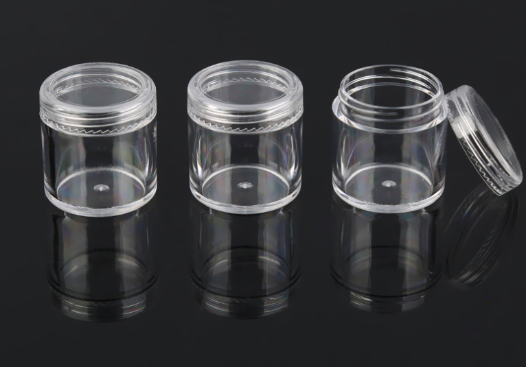Clear 10g dia height 30mm 31.5mm taller shape powder glitter eyeshadow with clear black white lid