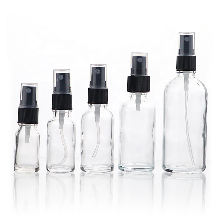 Clear 10ml 15ml 30ml 50ml Hand Sanitizer Oil Serum Glass Spray Bottle With Gold Screw Caps